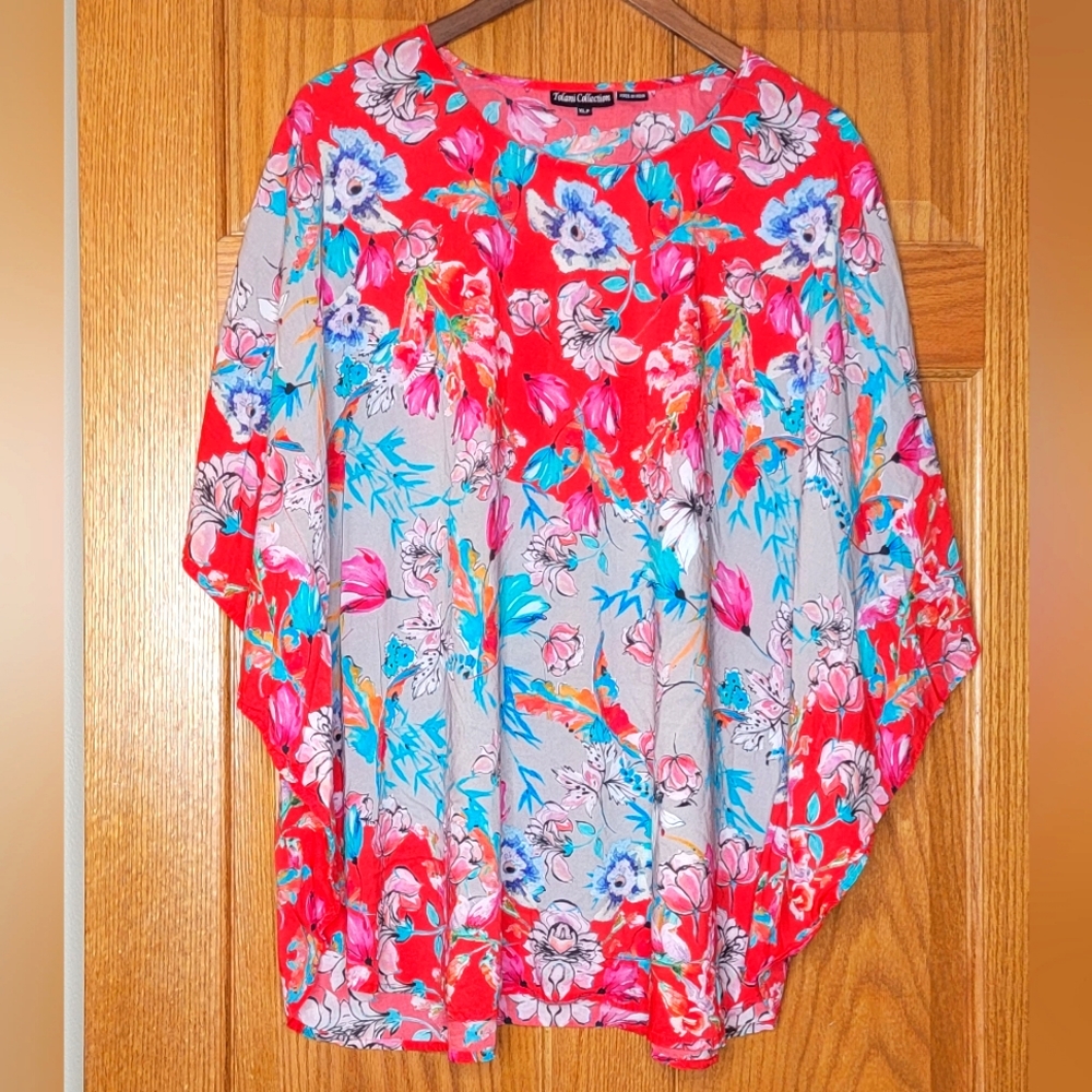 Tolani Collection Kaftan Tunic Swim Cover Up Resortwear Floral Multicolor Sz XLP